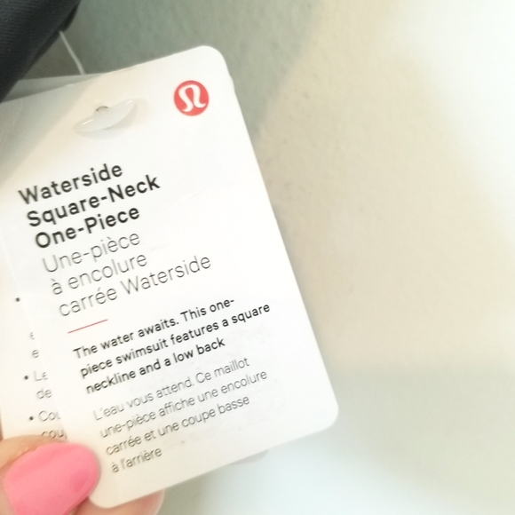 Lululemon Waterside Square Neck One Piece Swim Bikini Black Athletic NWT sz 8 - Picture 10 of 12